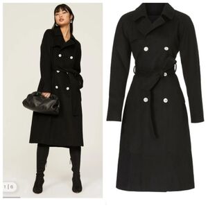 Adam Lippe Trench Coat Women's Size 8 BLACK peacoat